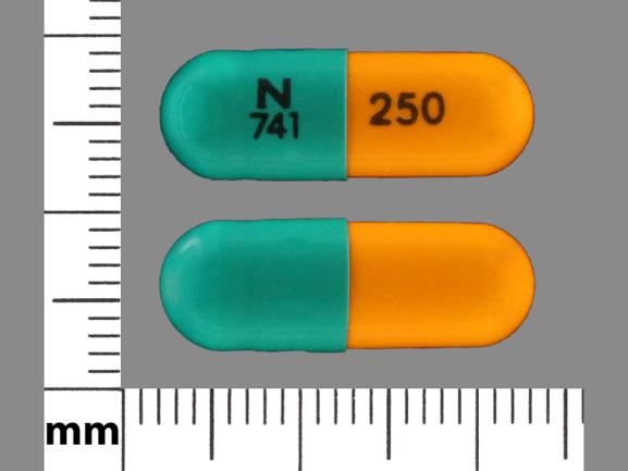 Pill N 741 250 Green & Orange Capsule/Oblong is Mexiletine Hydrochloride