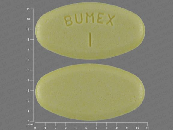 Pill BUMEX 1 Yellow Oval is Bumetanide