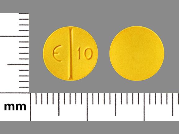 Pill E 10 Yellow Round is Sulindac