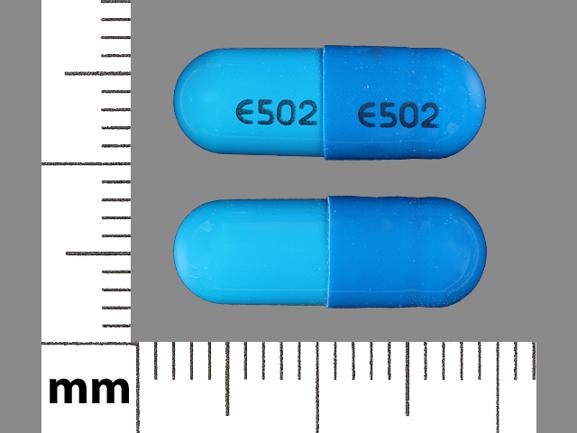 Pill E502 E502 Blue Capsule-shape is Nicardipine Hydrochloride