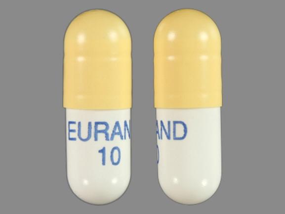 Pill EURAND 10 Yellow & White Capsule/Oblong is Zenpep