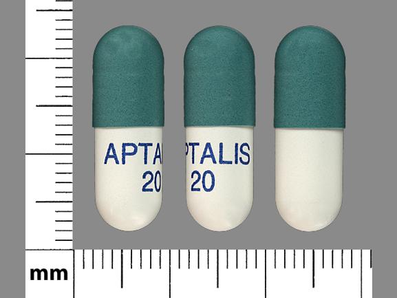 Pill APTALIS 20 Green & White Capsule/Oblong is Zenpep