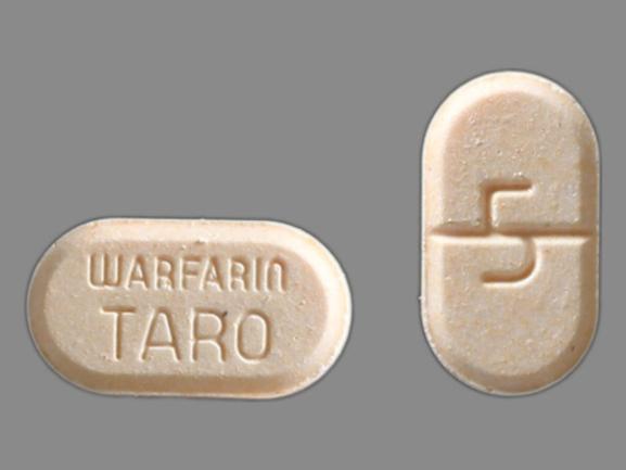 Pill 5 WARFARIN TARO Orange Oval is Warfarin Sodium