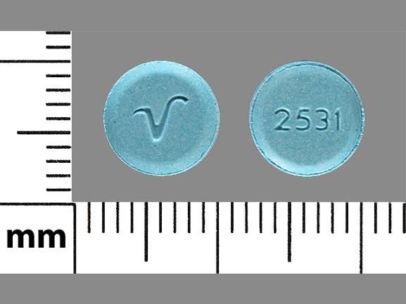 Pill V 2531 Blue Round is Clonazepam