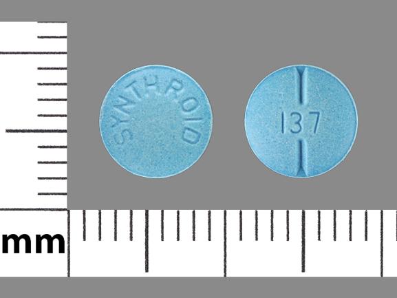 Pill SYNTHROID 137 Blue Round is Synthroid