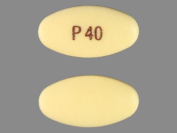 Pill P40 Yellow Elliptical/Oval is Pantoprazole Sodium Delayed Release