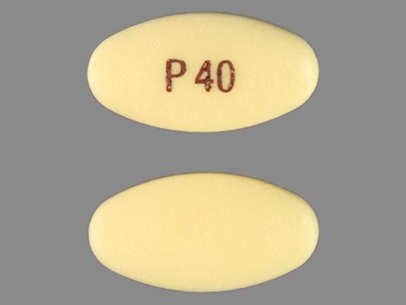 P40 Pill Images Yellow Elliptical Oval