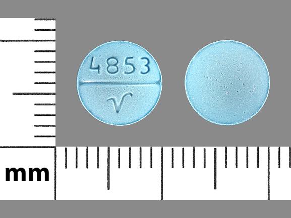 4853 V Pill Blue Round 8mm Pill Identifier Drugs Com