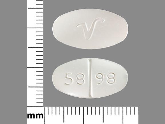 Pill 58 98 V White Oval is Sulfamethoxazole and Trimethoprim DS