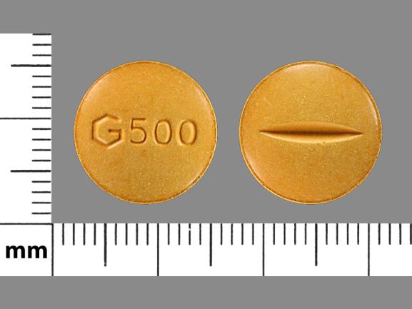 Pill G500 Yellow Round is Sulfasalazine