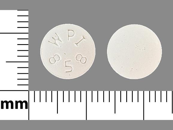 Pill WPI 858 White Round is Bupropion Hydrochloride Extended-Release (SR)