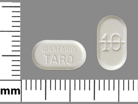 Pill WARFARIN TARO 10 White Oval is Warfarin Sodium