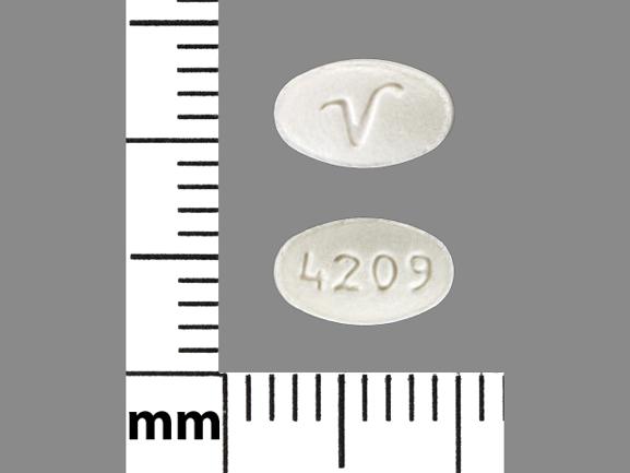 Pill V 4209 White Oval is Lisinopril