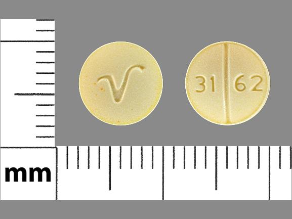 Pill V 31 62 Yellow Round is Folic Acid