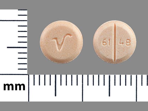 Pill 6148 V Peach Round is Venlafaxine Hydrochloride