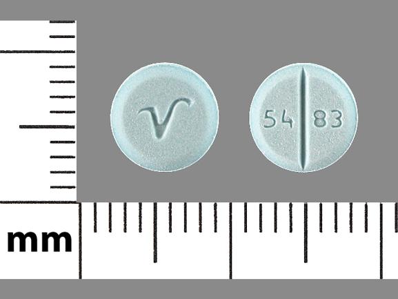 Pill V 54 83 Blue Round is Propranolol Hydrochloride