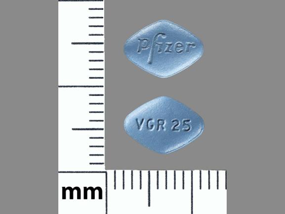 Pill Pfizer VGR 25 Blue Four-sided is Viagra