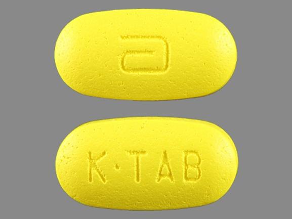 Pill K-TAB a Yellow Elliptical/Oval is K-Tab
