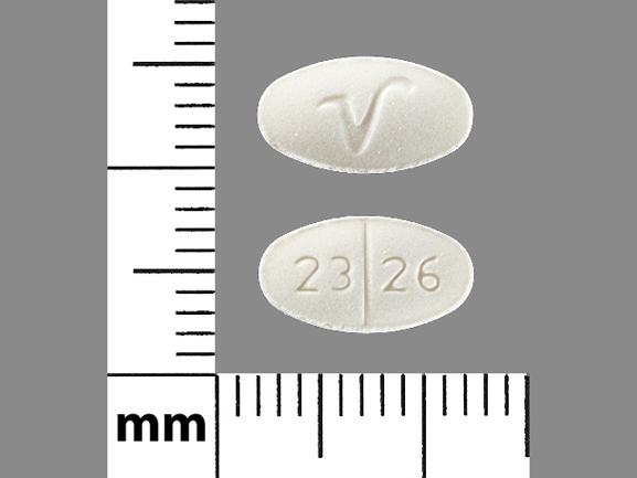 Pill V 23 26 White Oval is Benztropine Mesylate