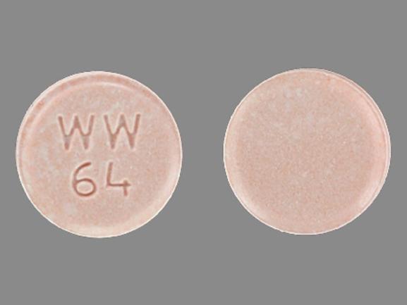 Hydrochlorothiazide and lisinopril 25 mg / 20 mg WW 64