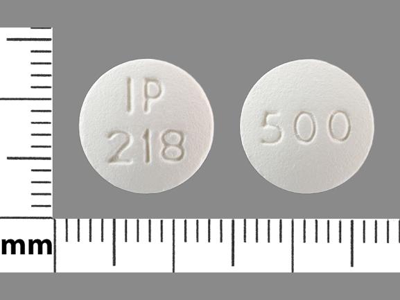 Pill IP 218 500 White Round is Metformin Hydrochloride