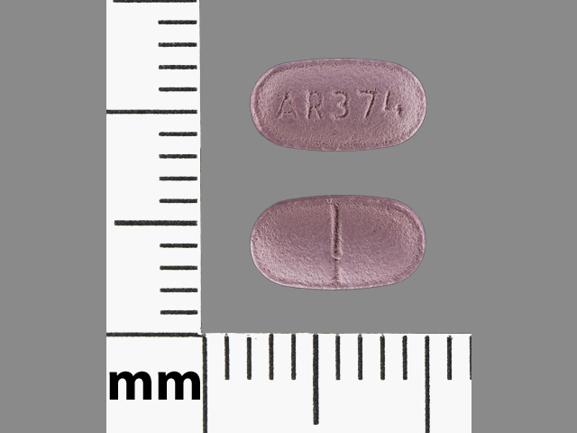 Pill AR 374 Purple Capsule/Oblong is Colchicine