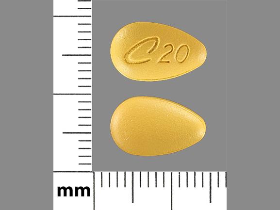 Pill C 20 Yellow Egg-shape is Tadalafil