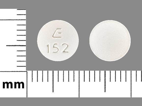 Pill E 152 White Round is Hydrochlorothiazide and Lisinopril