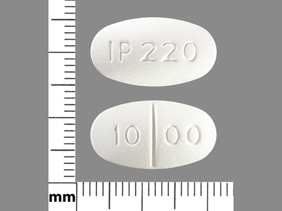 Pill IP 220 10 00 White Oval is Metformin Hydrochloride