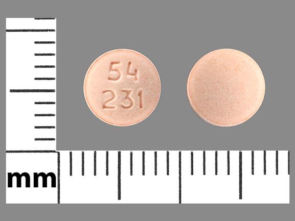 Pill 54 231 Orange Round is Ropinirole Hydrochloride