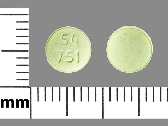 Pill 54 751 Green Round is Ropinirole Hydrochloride