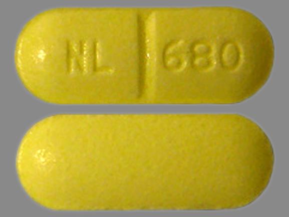 Pill NL 680 Yellow Capsule/Oblong is Naloxone Hydrochloride and Pentazocine Hydrochloride