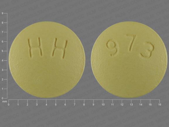 Pill HH 973 Yellow Round is Ropinirole Hydrochloride