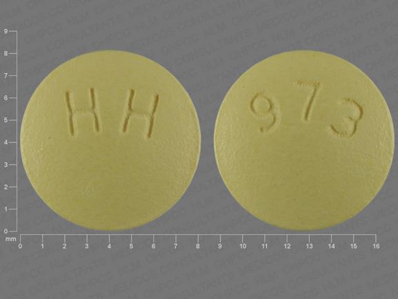 Pill HH 973 Yellow Round is Ropinirole Hydrochloride