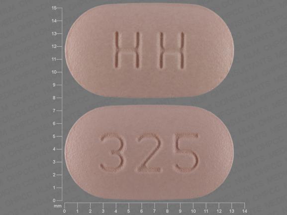 Pill HH 325 Pink Capsule/Oblong is Hydrochlorothiazide and Irbesartan
