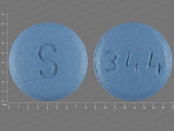 Pill S 344 Blue Round is Benazepril Hydrochloride.