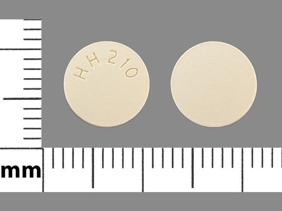 Pill HH210 Yellow Round is Donepezil Hydrochloride