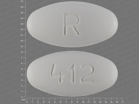 Pill R 412 is Amlodipine Besylate and Atorvastatin Calcium 5 mg / 40 mg