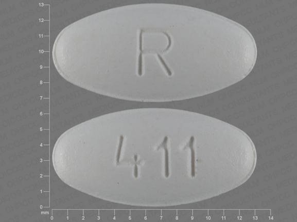 Pill R 411 White Oval is Amlodipine Besylate and Atorvastatin Calcium