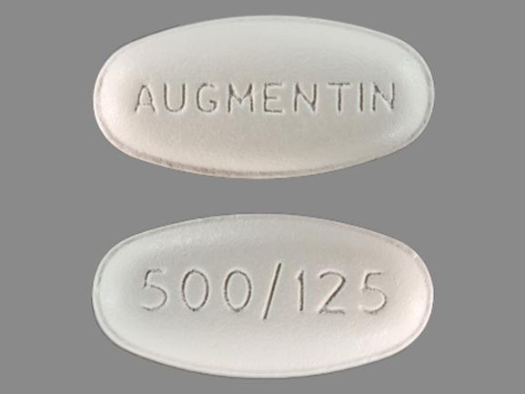 Pill AUGMENTIN 500/125 White Elliptical/Oval is Augmentin