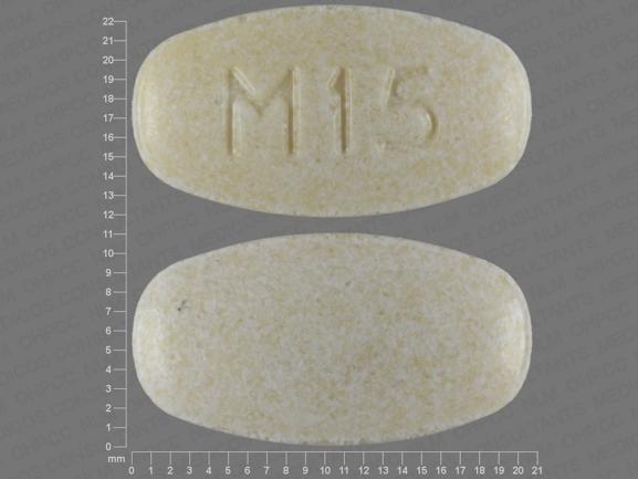 Pill M15 Yellow Elliptical/Oval is Potassium Citrate Extended-Release