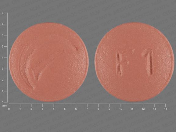 Pill F1 Logo (Actavis) Brown Round is Finasteride