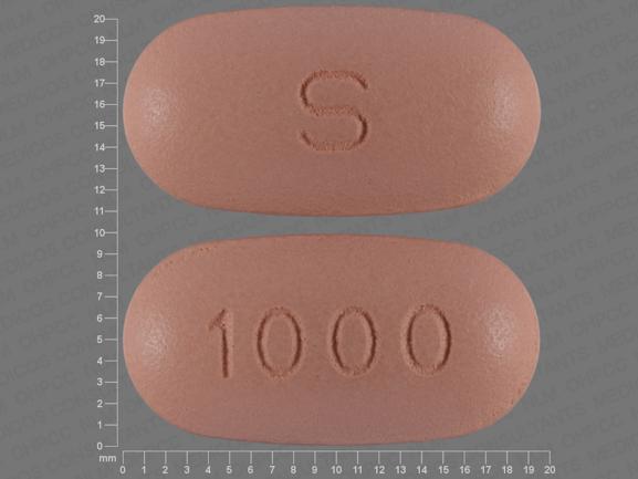 Pill S 1000 Pink Capsule/Oblong is Niacin Extended-Release