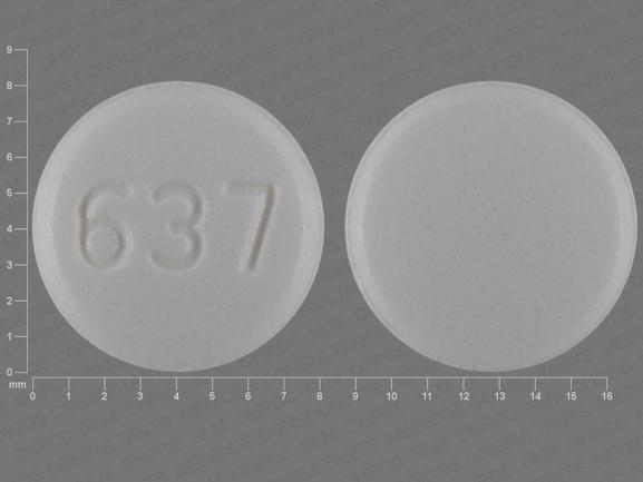 Pill 637 White Round is Alendronate Sodium