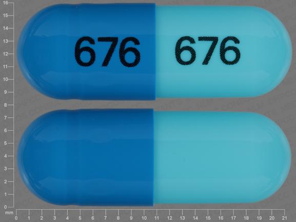 Pill 676 676 Blue Capsule/Oblong is Diltiazem Hydrochloride Extended-Release (CD)