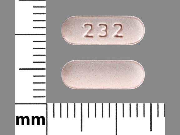 Pill 232 Pink Capsule-shape is Rizatriptan Benzoate