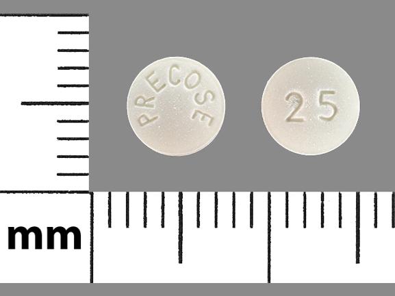 Pill PRECOSE 25 White Round is Acarbose