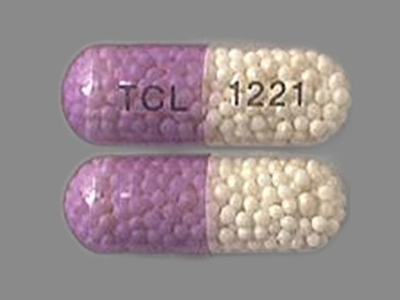 Pill TCL 1221 Purple Capsule/Oblong is Nitroglycerin Extended-Release