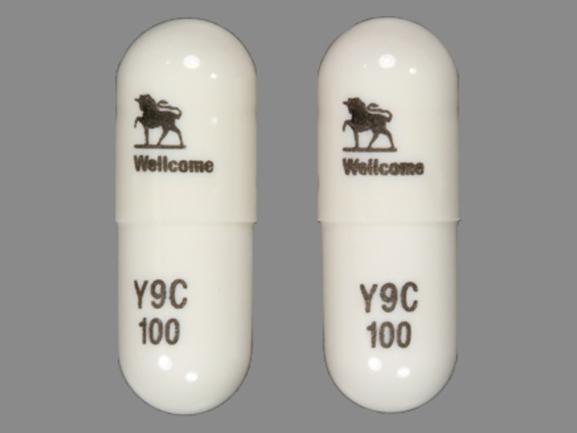 Pill Wellcome Y9C 100 White Capsule/Oblong is Retrovir