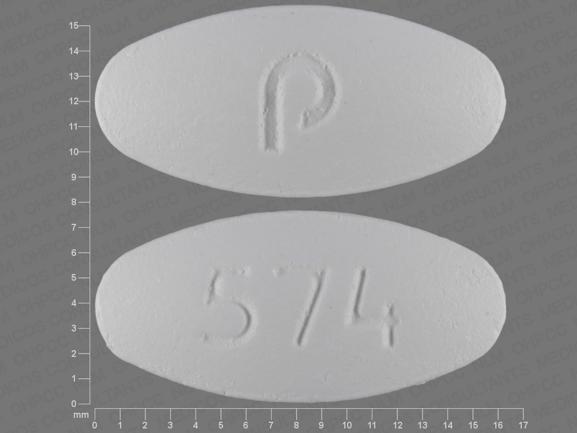 Pill p 574 White Oval is Amlodipine Besylate and Valsartan